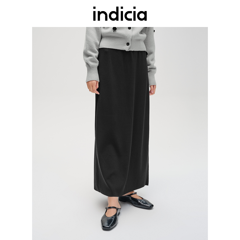 indicia标记商场24秋冬半身裙小黑裙百搭简约赫本风F2C4QZ446C