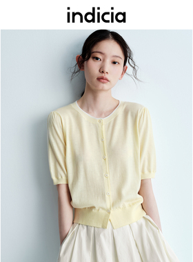 indicia标记薄款针织衫开衫女柔软中袖上衣春夏新款女装L2B5SY032