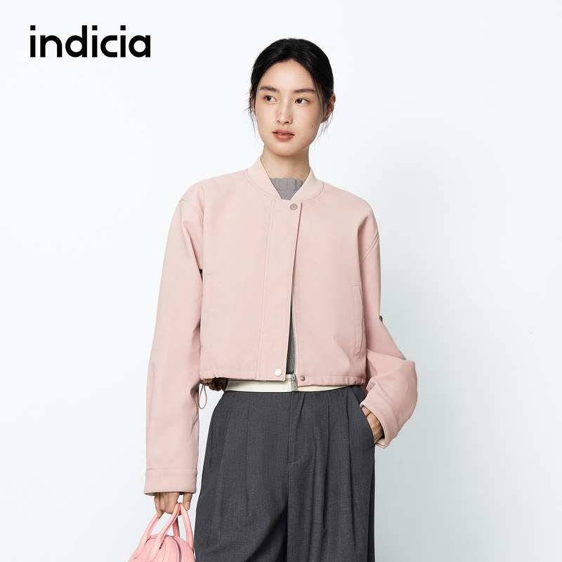 indicia标记商场同款休闲设计感圆领短外套春秋季女装F2A5WT005F