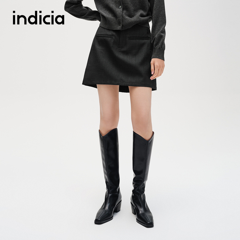 indicia标记商场同款24年秋新款时尚简约a字短裙半裙女F2C4QZ459F
