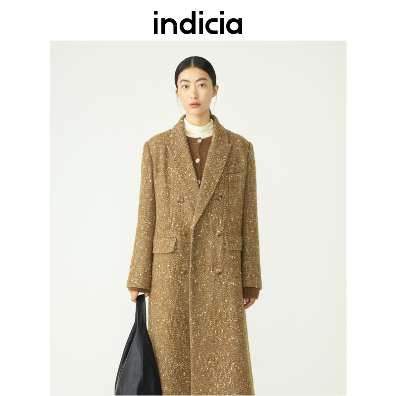indicia标记女装商场同款经典冬季毛呢大衣外套女装5D311DY597F