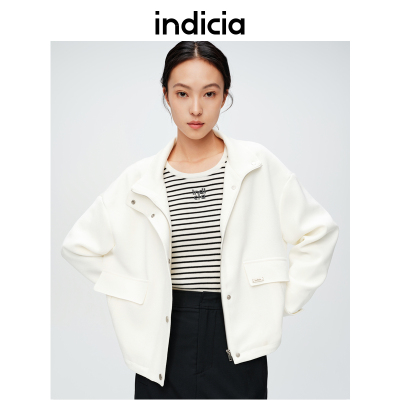 indicia标记商场同款2024春季新款米色立领外套上衣6A402WT084C