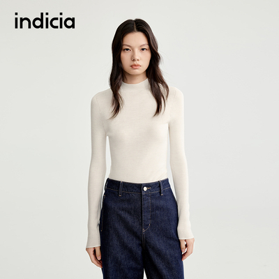 indicia标记2025秋冬绵羊毛半高圆领修身纯色柔软打底衫L2C5MS146