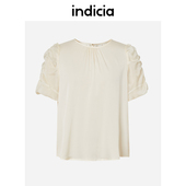 圆领桑蚕丝衬衫 夏季 商场同款 indicia短袖 标记女装 5B306SY199