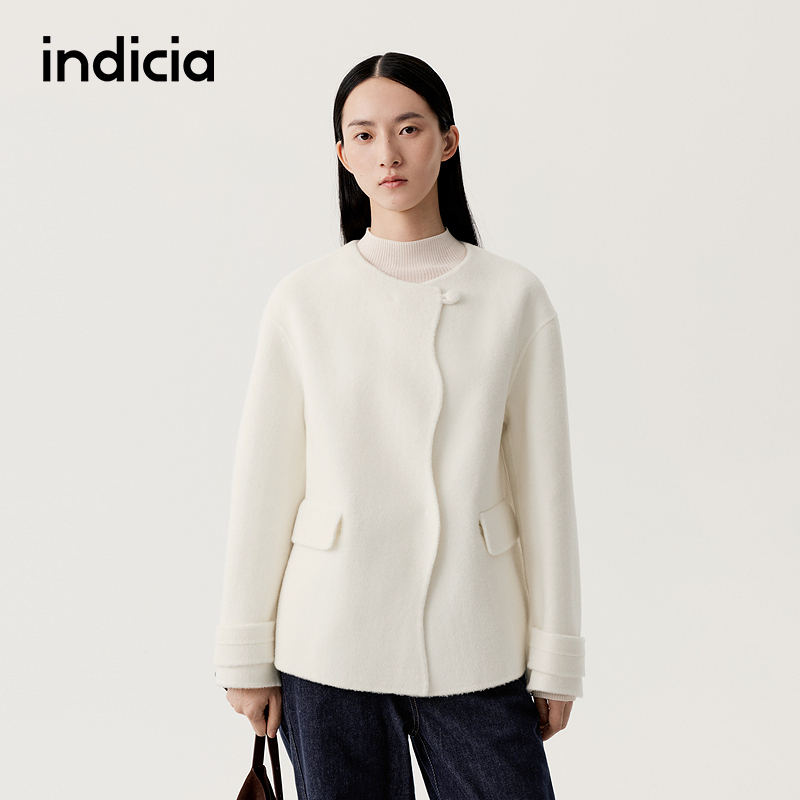 indicia标记商场同款25冬季新款女装毛呢外套羊毛大衣L2D5DY296