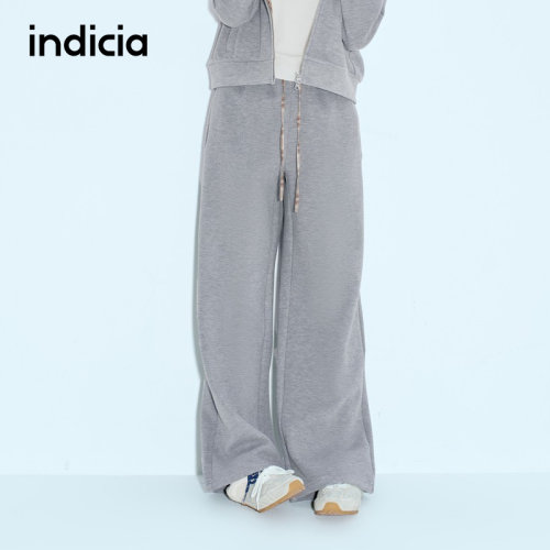 indicia标记冬新款双腰头香蕉卫裤弯刀裤拼接格纹L2D5KZ255