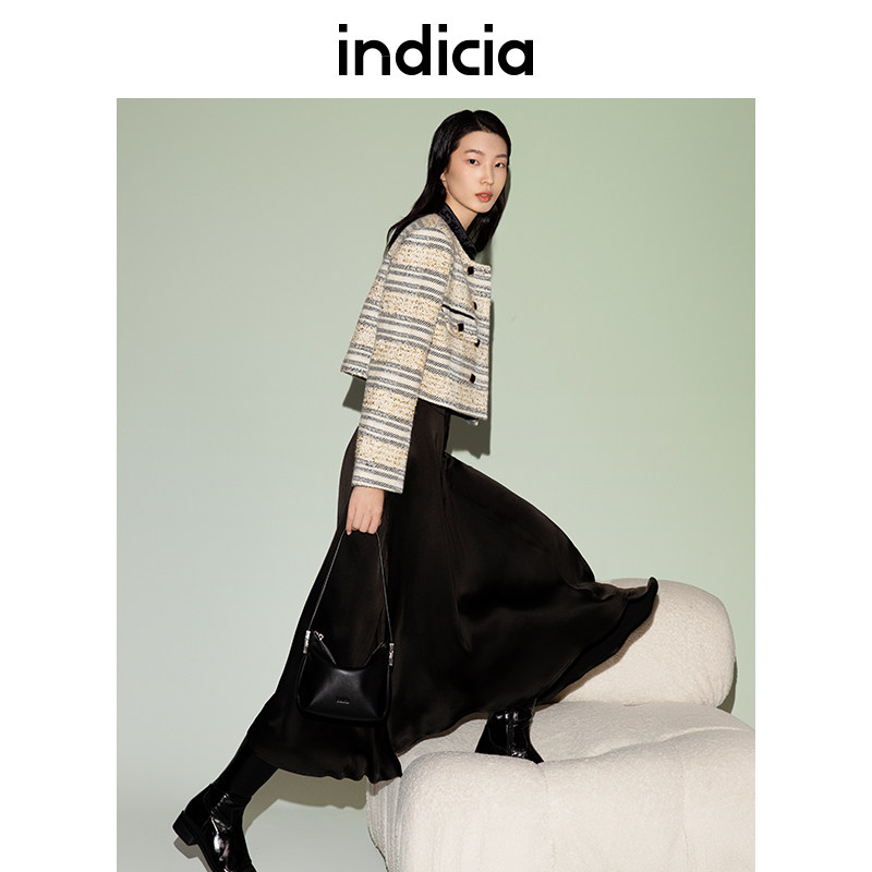 indicia小香风外套女羊毛短外套春秋商场同款标记女装