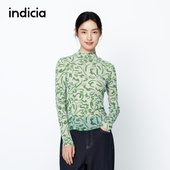 高领长袖 印花打底衫 春秋季 indicia标记商场同款 女装 6A403SY152F