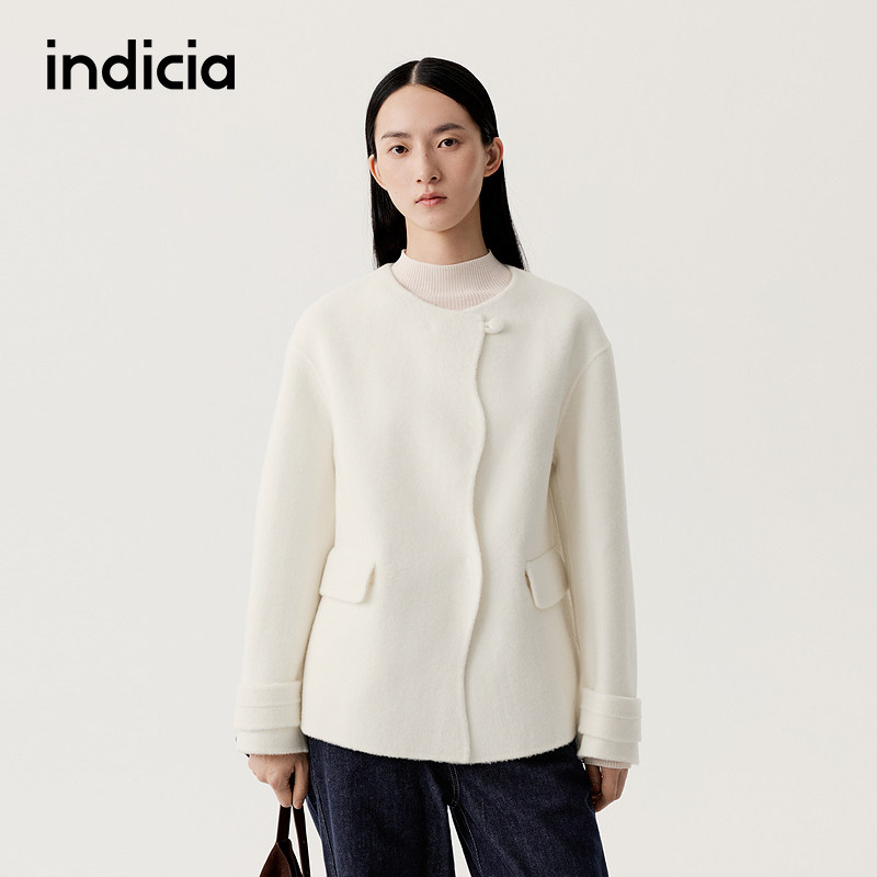 indicia标记商场同款25冬季新款女装毛呢外套羊毛大衣L2D5DY296