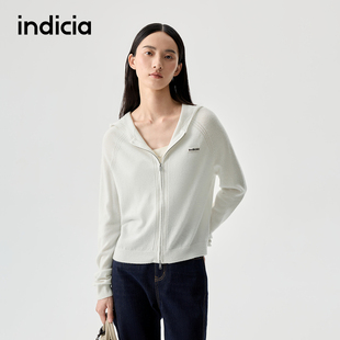 拉链连帽毛衣开衫 indicia标记25秋新款 复古纯色外套L2C5KS177