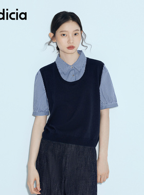 indicia标记商场同款26夏季新款女装假两件衬衫上衣女L2B6CS112C