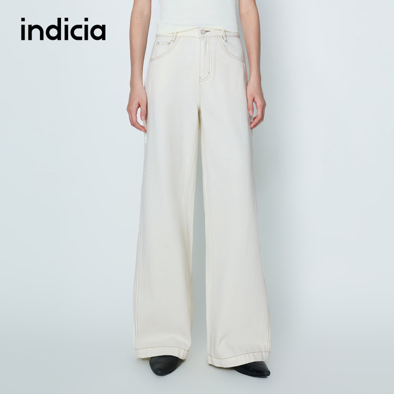 indicia标记商场同款26春季新款女装白色休闲牛仔裤L2A6NK039