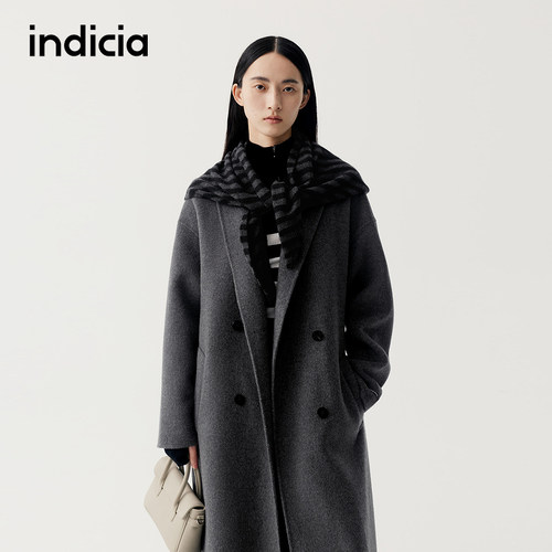 indicia标记商场同款冬季女装毛呢外套羊毛羊绒大衣F2D5DY491F