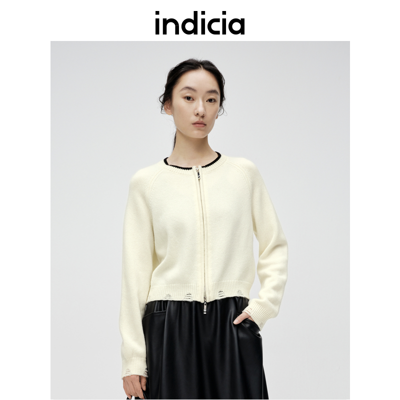indicia标记商场同款百搭针织开衫外套女春秋季女装6A401KS018C