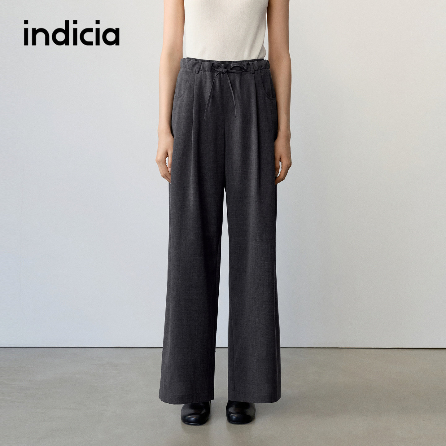 indicia标记商场同款2026秋季新款女装灰色休闲裤长裤子女