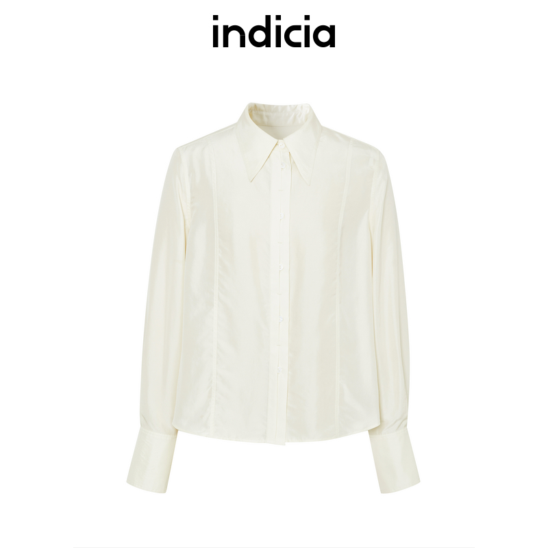 indicia标记商场同款春季新款设计感纯色桑蚕丝衬衫6A402CS124N