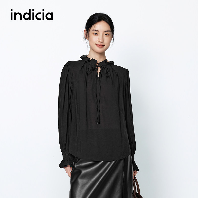 indicia标记商场同款春秋女装温柔蝴蝶结系带法式上衣F2A5SY062C
