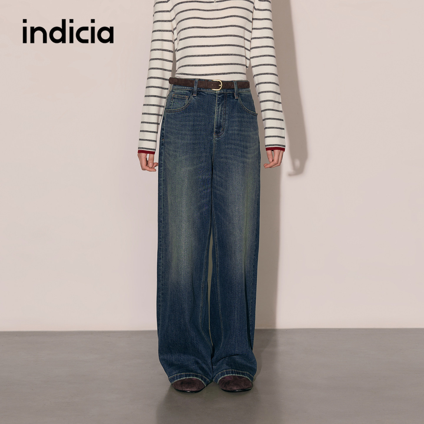 indicia标记商场同款阔腿裤女牛仔裤2026秋季新款女装L2D6NK282Z
