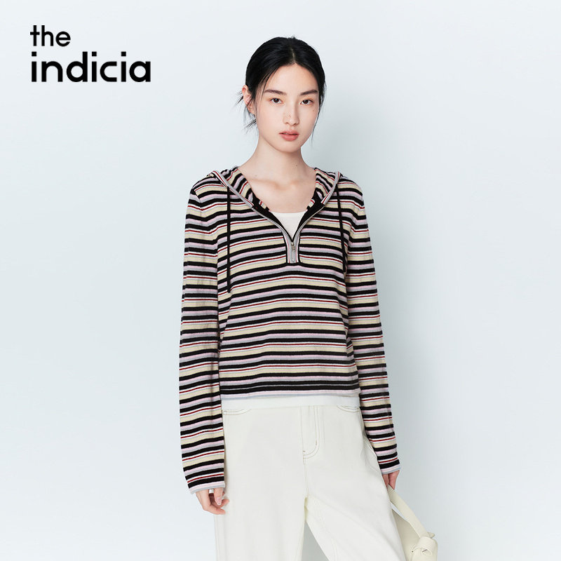 indicia标记商场同款26春季新款女装条纹针织衫卫衣L2A6ZZ036