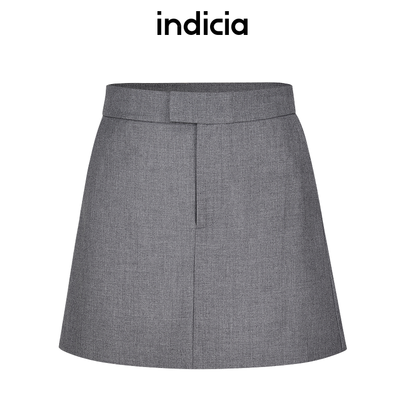 indicia标记商场同款25春新款极简灰色高腰a字韩系短裙F2A5QZ066C