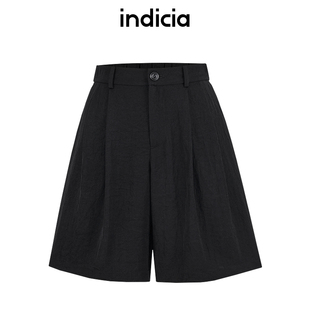 indicia标记商场同款25夏新款宽松直筒醋酸中裤柔软F2B5KZ171N