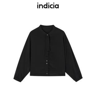 黑色F2B5CS183N 系带领通勤简约衬衫 indicia标记商场同款 25夏新款