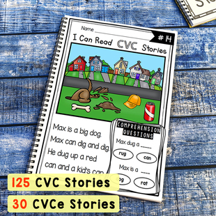 CVC Read Stories儿童阅读理解入门启蒙练习题纸自然拼读 Can