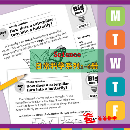 【爸爸拼啦】Science 中小学科学练习题纸 G1-G6全套日常科学
