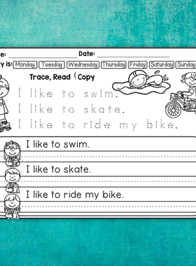 Reading and Writing小学英语句子描红练习册英文语句读写作业纸