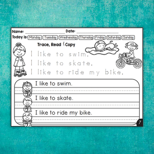 Reading Writing小学英语句子描红练习册英文语句读写作业纸 and