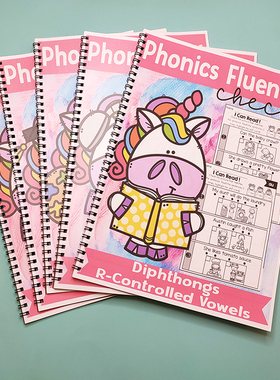 phonics自然拼读阅读理解入门练习题纸英语启蒙课堂实练CVC组合音