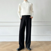 A字直筒毛呢西裤 冬季 高品质加厚750g条纹毛呢西裤 男笙 休闲裤