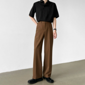 男笙25秋冬季 裤 高腰老钱风直筒西裤 男高级感纽扣设计休闲宽松西装