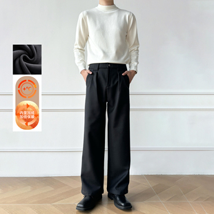 男笙【A字加绒直筒西裤】冬季高品质加厚750g直筒条纹西裤休闲裤