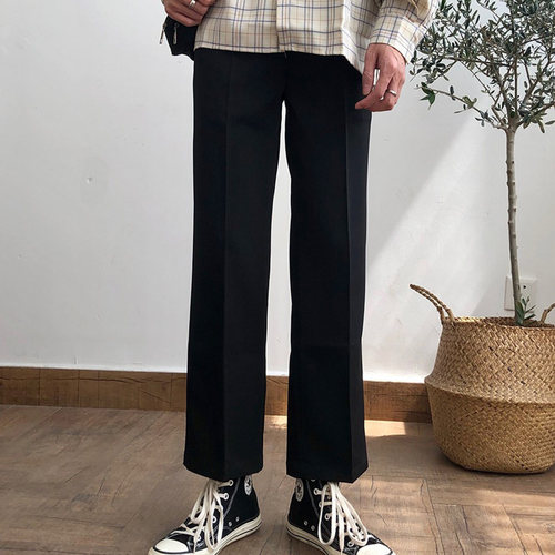 春夏季高品质九分直筒宽松西裤男