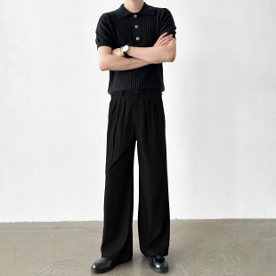 高品质三本针A字直筒宽松TR不掉色西裤 夏季 男 三压褶设计 男笙