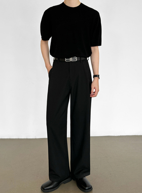 男笙【高品质TR色纺不掉色西裤】春季三本针工艺直筒休闲西裤四季