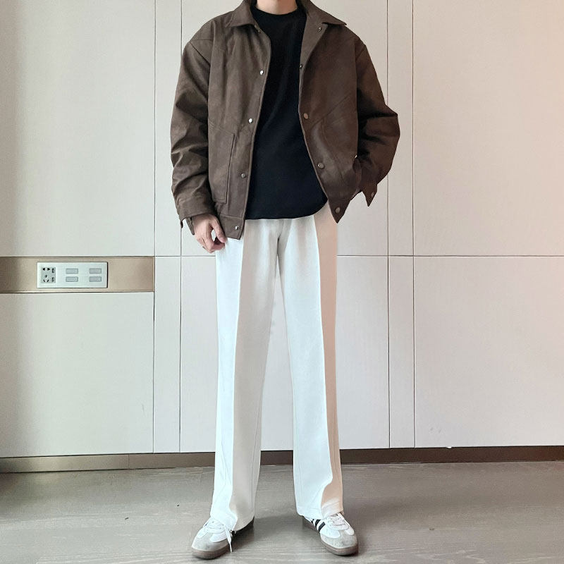 男笙HOME春夏季新品韩版白色卫裤休闲裤男宽松显瘦直筒运动长裤男