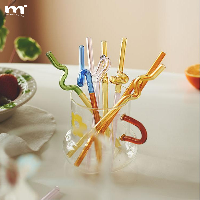 彩色弯头玻璃吸管高颜值沐野