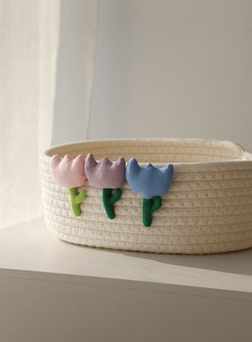 MY 日式ins加厚棉线收纳筐桌面零食收纳篮玩具收纳框小篮子储物篮