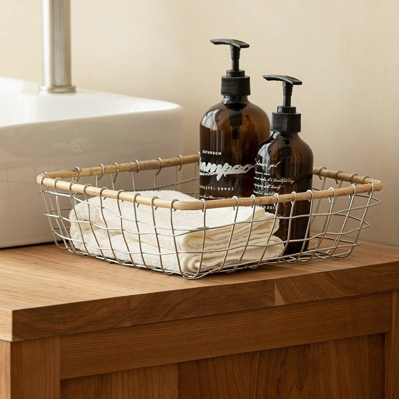 收纳篮日式铁艺收纳筐卫生间收纳篮桌面零食杂物收纳盒篮子置物框,收纳整理,收纳筐,淘宝优惠券,粉丝福利购,淘宝优惠卷