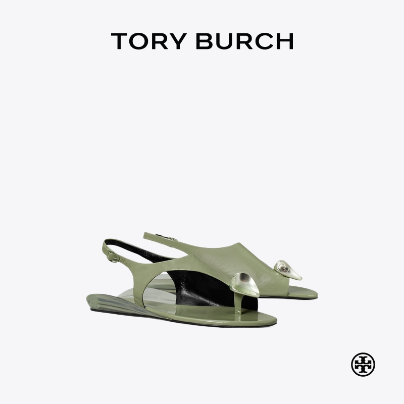 TORY BURCH 汤丽柏琦 带扣露趾丁字平底凉鞋 170745