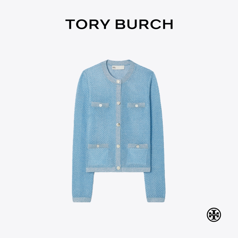 TORY BURCH 汤丽柏琦 KENDRA 圆领长袖拼色开衫 167225