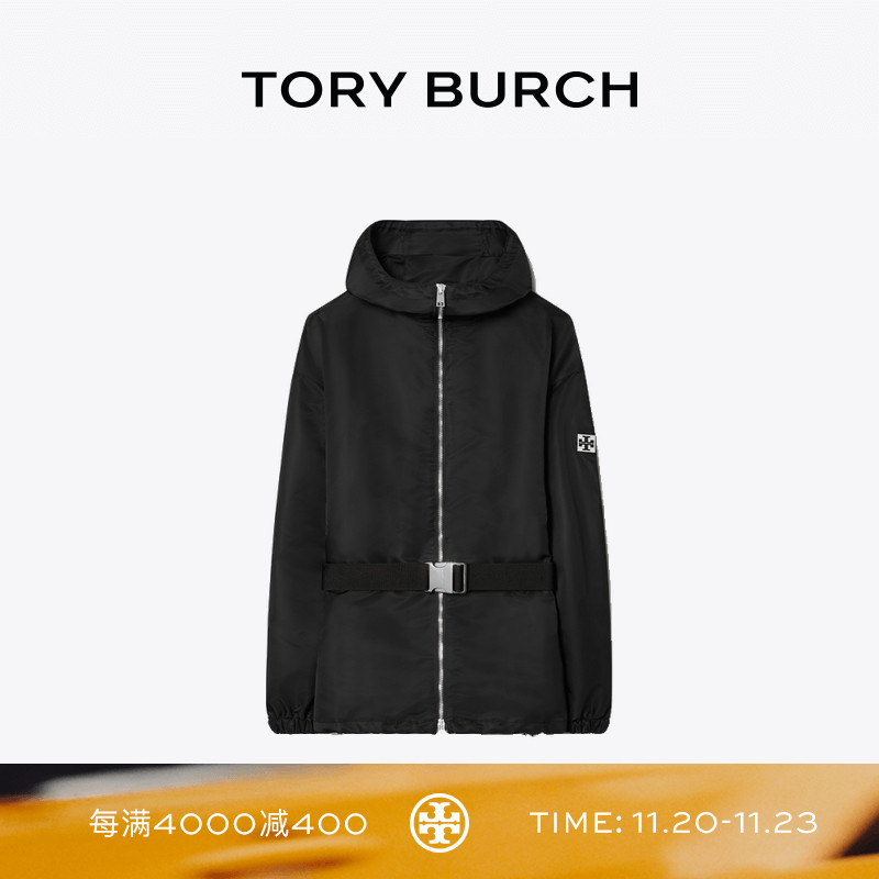TORY BURCH 汤丽柏琦 运动系列 长款连帽束腰外套 146268