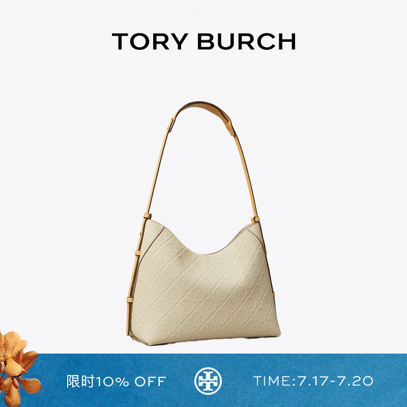 TORY BURCH 汤丽柏琦 T MONOGRAM 托特包HOBO牛角包女包 169374