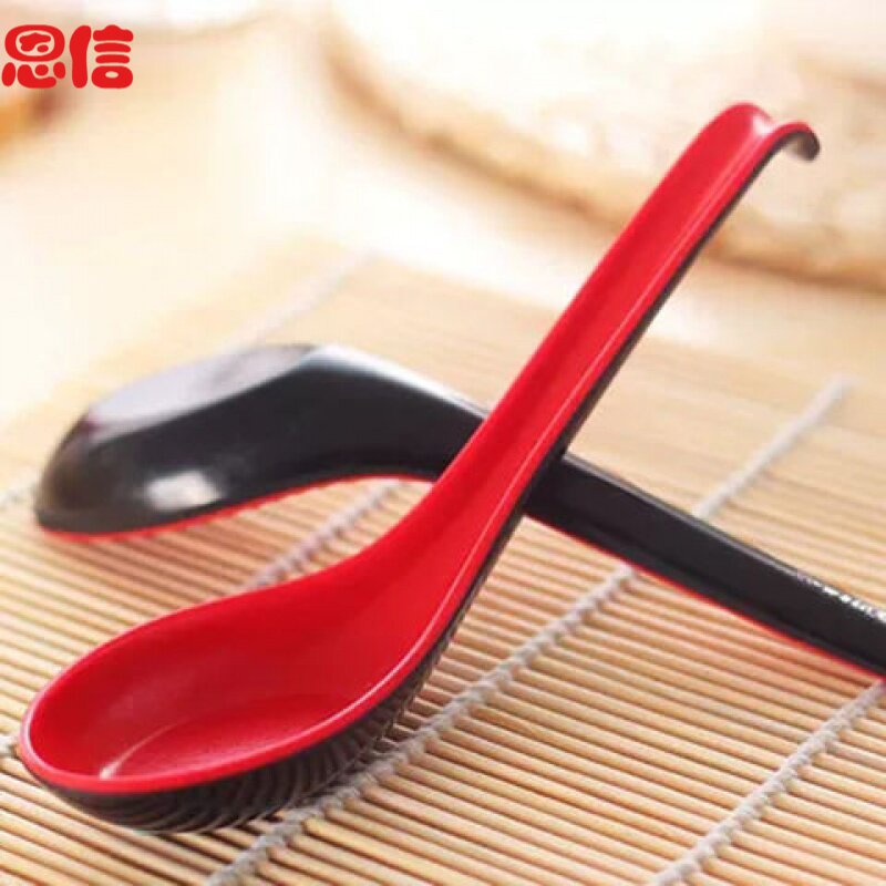 密胺汤勺长柄商用麻辣烫带勾红色饭店彷瓷塑料小勺子汤匙汤匙餐饮
