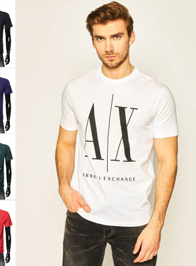 Armani/阿玛尼AX  夏季 男士新款休闲字母短袖T恤8NZTPA ZJH4Z