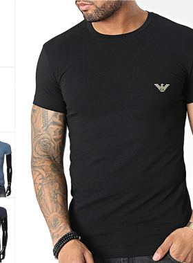 Armani/阿玛尼EA 鹰标修身弹力打底男士时尚短袖T恤111035 2F512