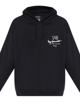 Y3 Y-3 海外直邮 男士潮牌涂鸦印花LOGO休闲连帽套头卫衣 KB2604