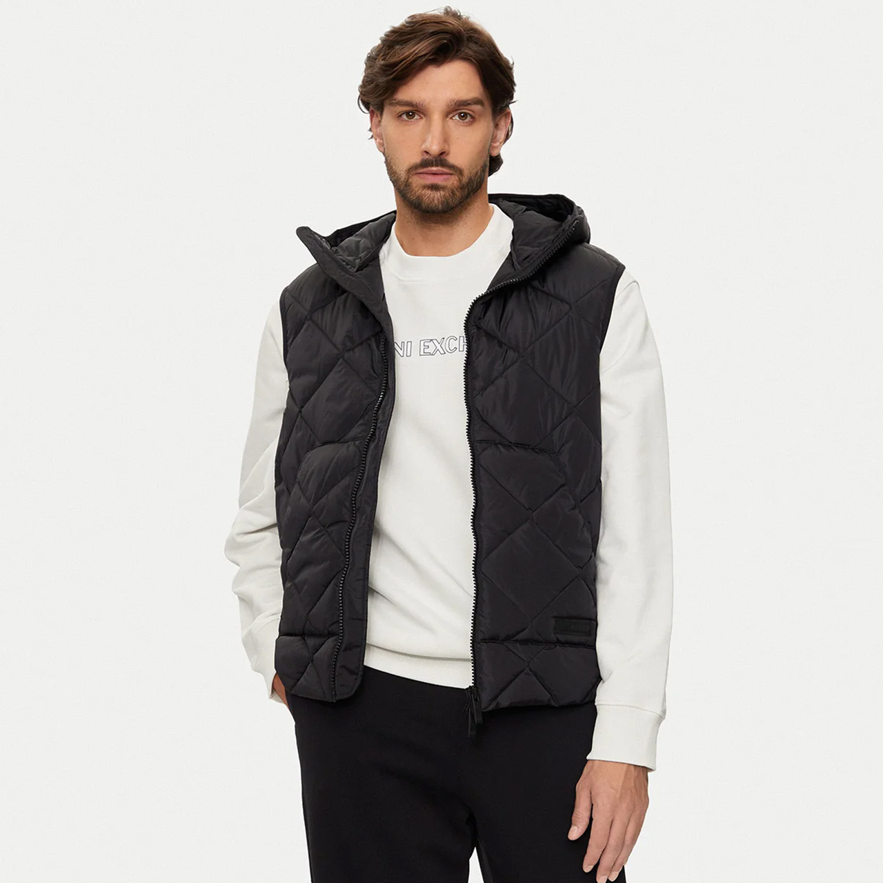 阿玛尼男士连帽背心外套